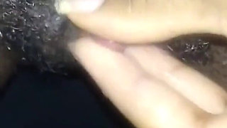 Close up Stroking My Big Clit Hairy Wet Pussy