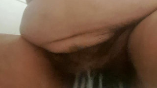 Before the shower, Mom's hairy pussy is hot