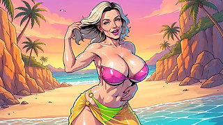 Sexy Big Boob MILFs at Beach