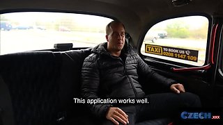 Czech xxx - hot blond cab driver with hugh boobs gets Pussy Licking climaxes