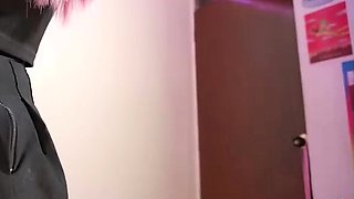 Shemale tranny enjoying solo masturbation