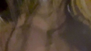 Amateur young brunette enjoys dildo on solo masturbation