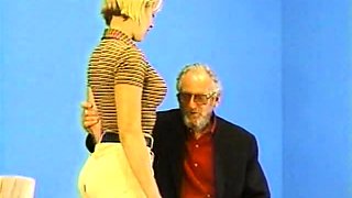 Curvy young blonde tease and fuck her old husband