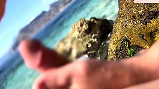 Linda Spanish gives me a footjob on the beach and I