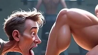 Muscular Woman Humiliates Skinny Man - Foot Worship Domination