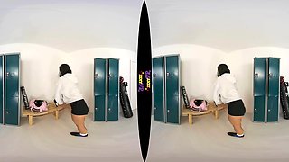 Gym Buddy - Sexy Brunette Striptease - Zexyvr - Sexlikereal