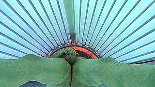Masturbating in public tanning bed