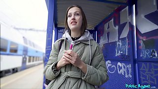 Bj in public at the teach station then fucked - public agent