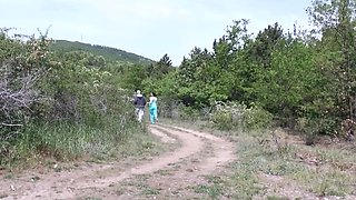 Old Man Fucks a Naughty Teen Outside In a Public Park