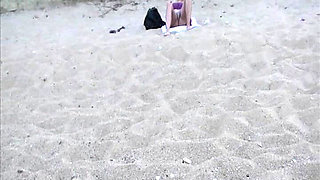 Blonde Teen Does It Herself on the Beach
