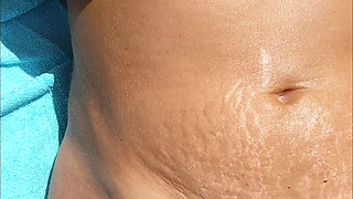 Real homemade wife sunbathing and showing off her body with big natural tits and perfect asshole