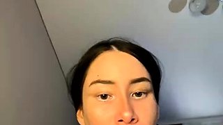 Small titted brunette teen fingering on the bed