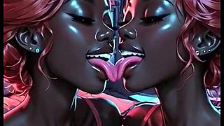 Beautiful Lesbians Tongue and Kiss Fetish, Ai Animation
