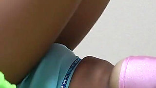 Tanned Busty Surfer Girl in Short Tank Top, Micro Mini Skirt, Wedgie Thong Panties, Knee-high Socks, Seduce Sexy Exercise