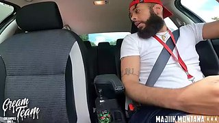 Uber Driver Fucks Busty Passenger in Car - Blowjob & Creampie in Public