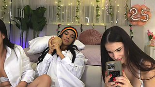A sexy amateur teen lesbian brunette is eating pussy