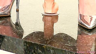 Trans Blonde Barbara Perez Takes A Dildo Up Her Butt