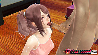 Stepsister Dana in Hot 3D Anime - Only Tongue Licking Blowjob for a Big Dick, Gloryhole Mouth Fuck, and Titjob Service Cumshot