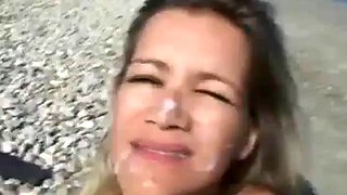 Cuckold takes wife to the beach to fuck: Blowjob, Doggy  Babe Porn