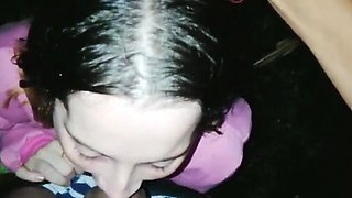 Blonde Stepsister Caught Sucking Cock in the Dark - Cum Swallowing Teen