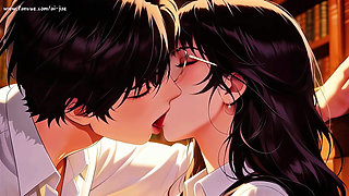 Gap Moe glasses beautiful woman , the private study session in the library.Super temptation.Episode 3. AI-generated