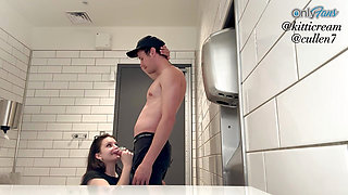 Teen Catches Stranger Looking Up Her Skirt And FUCKS Him In The Restroom