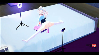 Genshin Impact Hentai -barbara Films Herself Using a Dildo While Lumine Watches Her Secretly and Masturbates