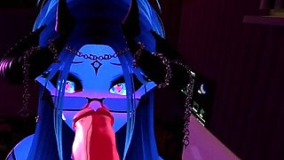 Blue Succubus Giving a Blow job and ass shaking~