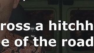 Girl Next Door Sucks a Hitchhiker in the Car (English Subtitles)