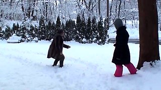 Taylor & Adriana: Playing in Snow