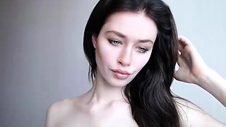 Beautiful teen brunette Jessica Sinn masturbates