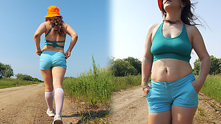 152 Goddess Anya's Massive Natural Bounce: Provocative Country Road Tease