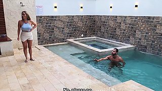 I snuck in to their pool for a dip but they caught me!