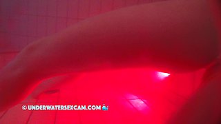 French Nubile barely legal+ Milks With The Jet Fountain Underwater In A Public Sauna Pool