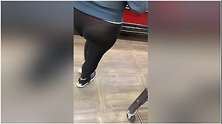 Wife In Transparent Spandex With Visible Peach Panties