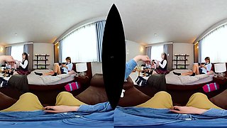 POV VR porn in 4k - amateur hardcore with 2 Japanese Asian students cock sharing