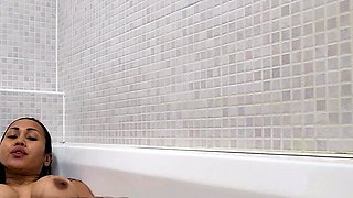 Thai MILF dildoing herself and fucking