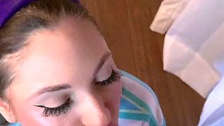 Bitch gives wam blowjob and handjob in pov scene