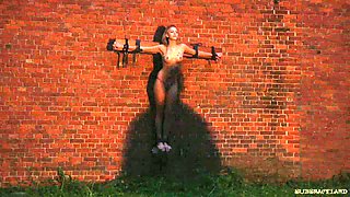 Slave outdoor crucified and flagellated