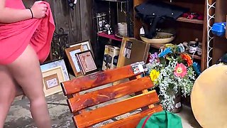 Risky Public Flashing And Masturbation In The Antique Shop