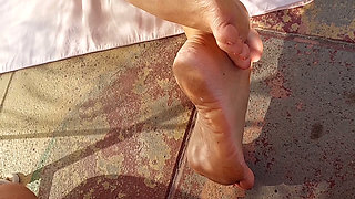 Sexy Blonde Wife Enjoys Foot Worship Naked Outdoors
