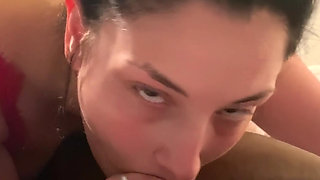 A little Latina slut is having his mouth fucked by a black guy with a big dick. BBC