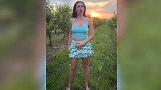 Pee Outdoor From Behind, Wiping Pussy, Titty Flash