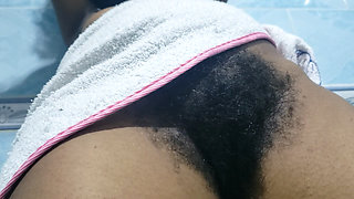 Young Natural Hairy Babe in the Bathroom with Natural Allure, Intimate Atmosphere and Soft, Sensual Presence