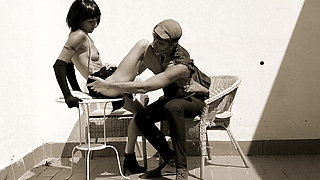 The Naughty Newspaper Chase. Black and White Hot Funny Sex Video