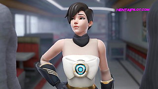 TRACER - Double Penetrated By 2 Massive Cocks - Animation Porn