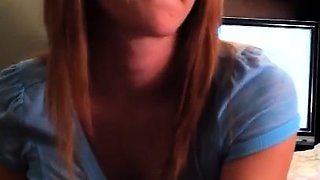 Amateur redhead MILF has facial