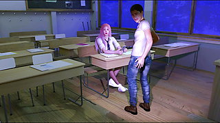 Beauty Student Enjoin Night Party First Time - 3D Animation V519