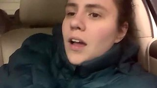 Hot Brunette MILF Masturbates & Cums Hard in Car - Public Sex Agony