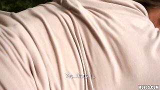 Blonde with shaved pussy and big boobs Crystal Swift screwed by huge dick